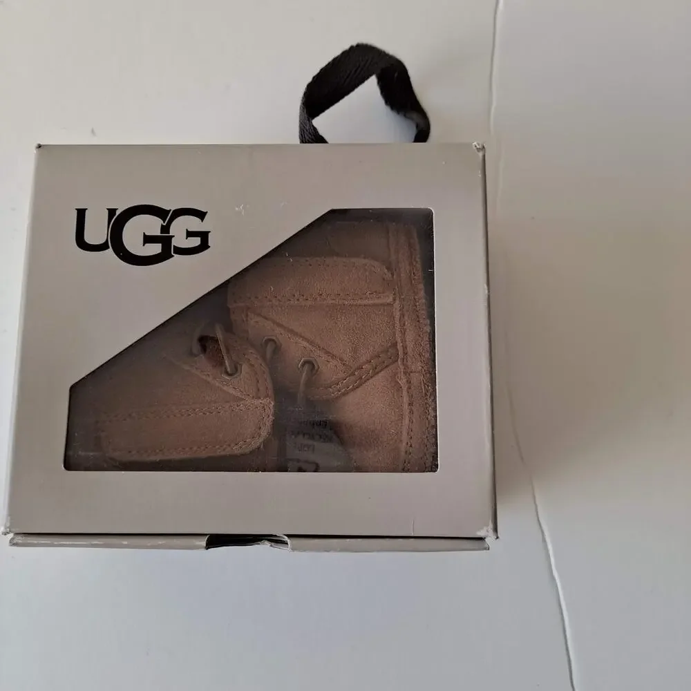 NWB UGG Baby Neumel Suede Wool Lined Ankle Boots Chestnut Kids Infant Size 0/1